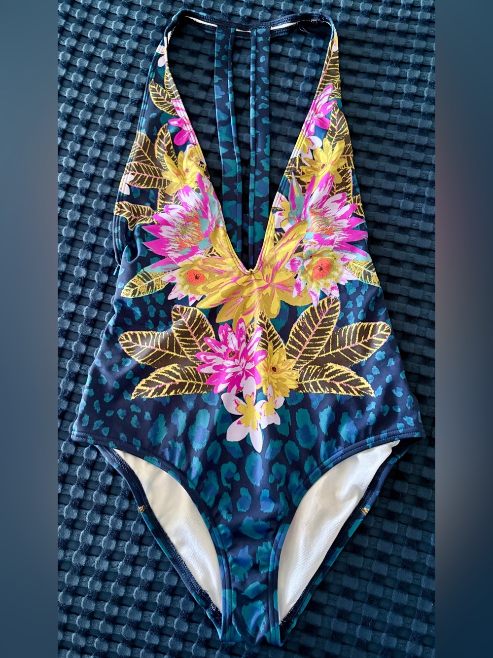 Urban Outfitters One-Piece Swimsuit - Navy with Pink & Yellow Floral 🩱